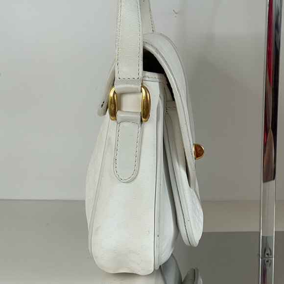 Gucci GG Supreme Vintage White Leather Canvas Crossbody Bag - Picture 5 of 15